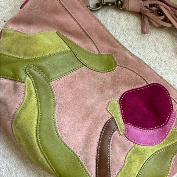 Coach special edition 2004 poppy for peace pink floral suede bag rare! - Picture 6 of 7